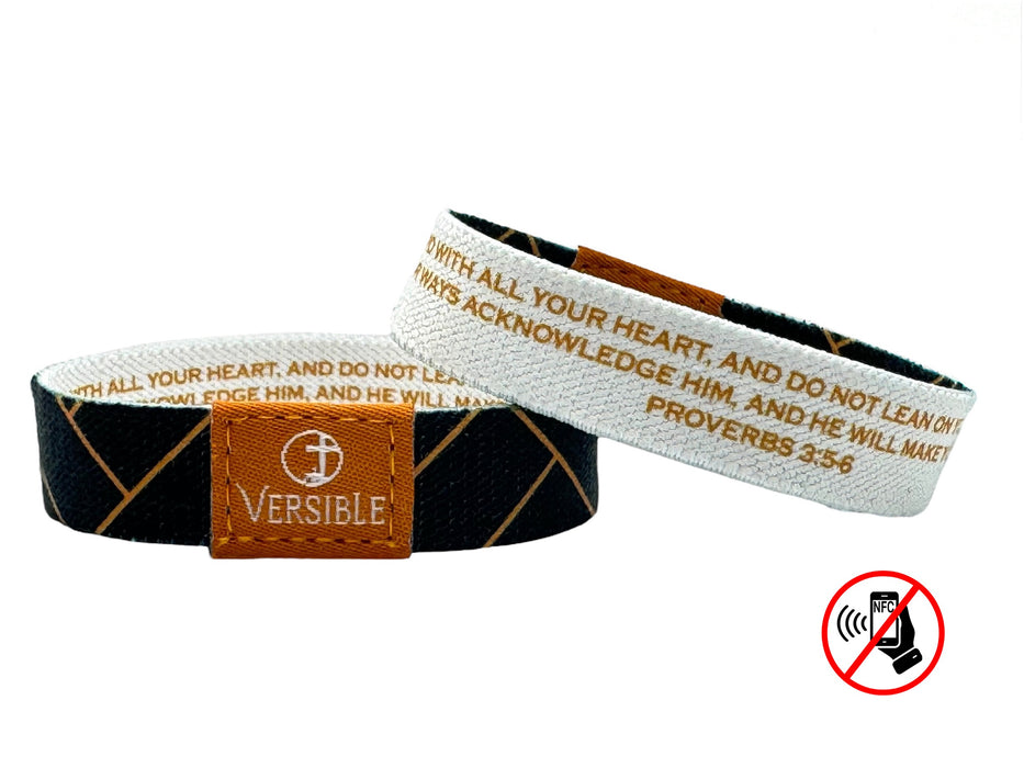 Versible® Wristbands - Blue Herringbone / Proverbs 3:5-6