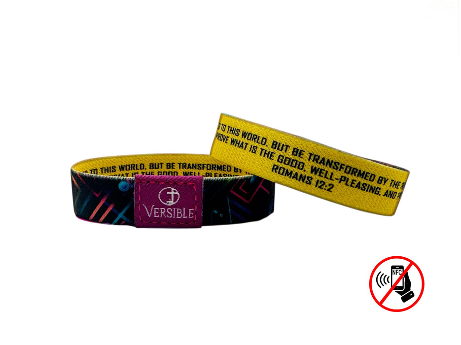 Versible® Wristbands - Neon Tech / Romans 12:2