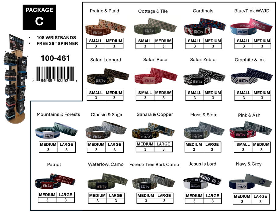 Tap To Pray- Free Display Package C: 108 Bracelets + 1 Display