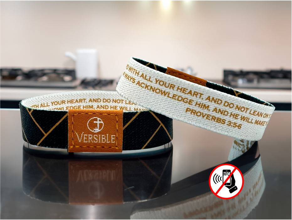 Versible® Wristbands - Blue Herringbone / Proverbs 3:5-6