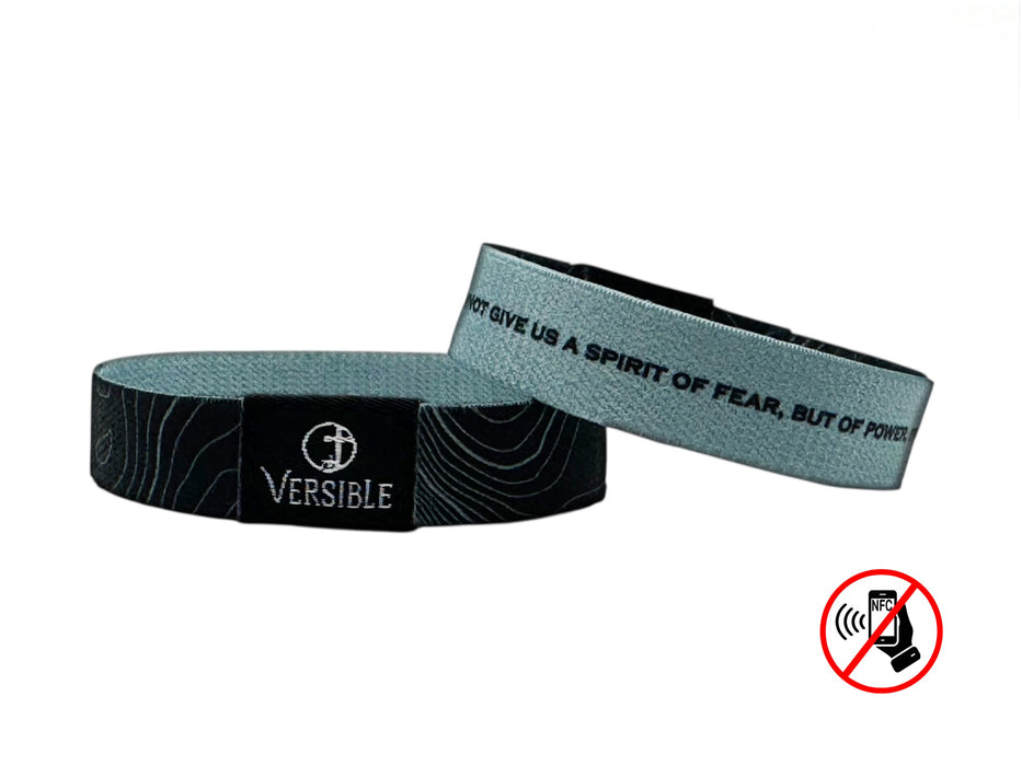 Versible® Wristbands - Black Topography / 2 Timothy 1:7