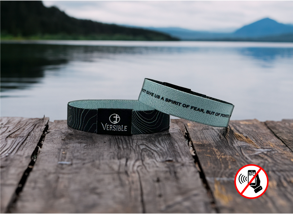 Versible® Wristbands - Black Topography / 2 Timothy 1:7