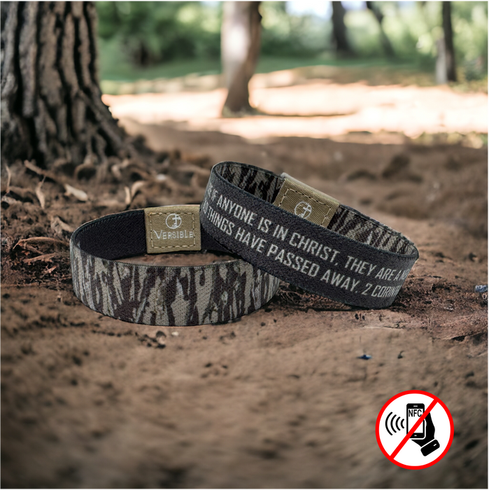 Versible® Wristbands - Tree Bark Camo / 2 Corinthians 5:17