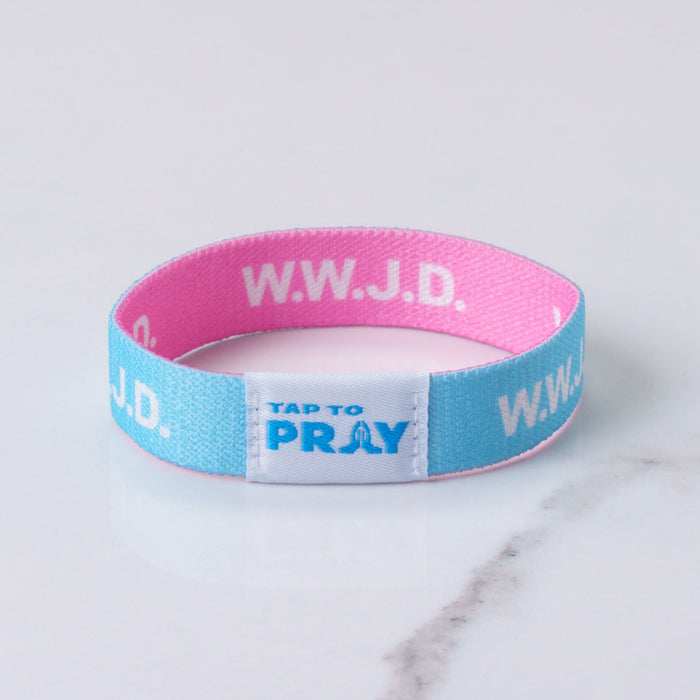 Tap to Pray™ Wristbands - Blue & PInk WWJD