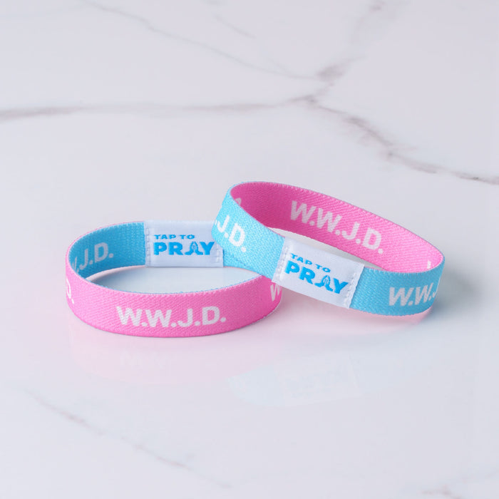 Tap to Pray™ Wristbands - Blue & PInk WWJD