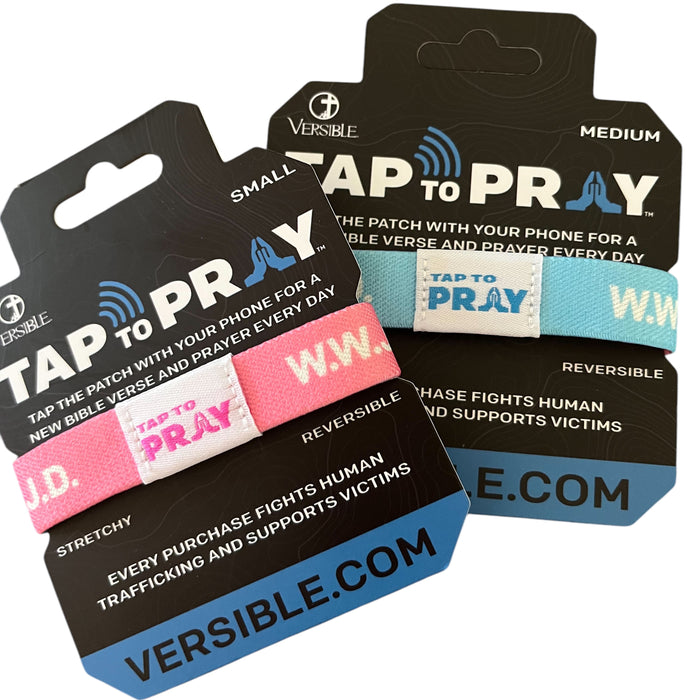 Tap to Pray™ Wristbands - Blue & PInk WWJD