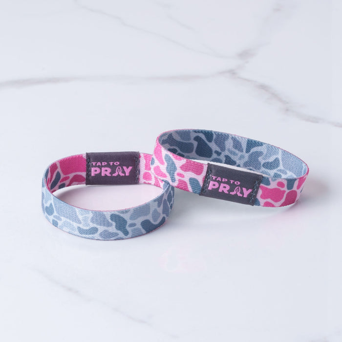 Tap To Pray™ Wristbands - River Rock Camo Pink & Ash