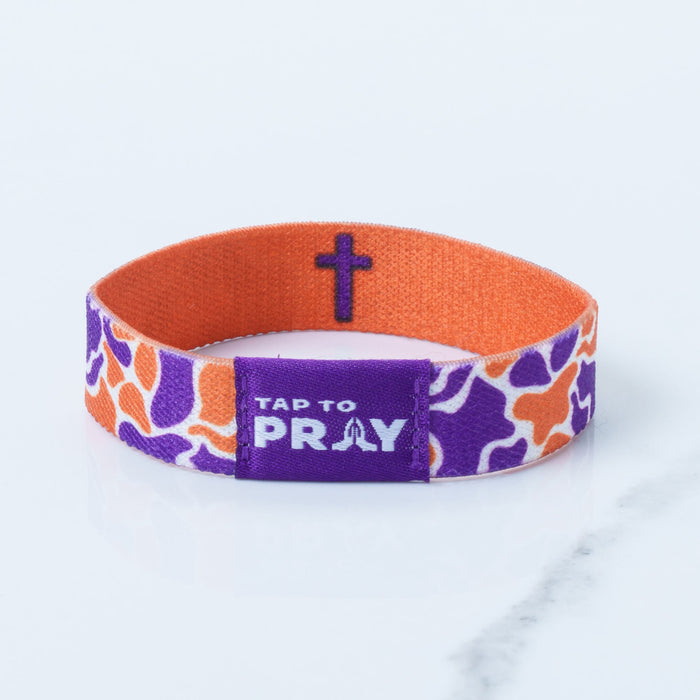 Tap To Pray™ Wristbands - Team Camo - Orange & Purple