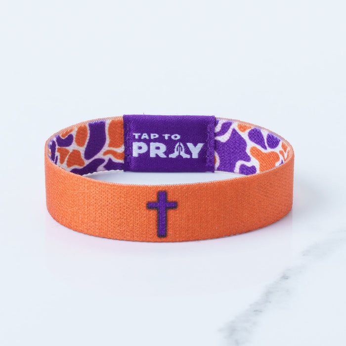 Tap To Pray™ Wristbands - Team Camo - Orange & Purple