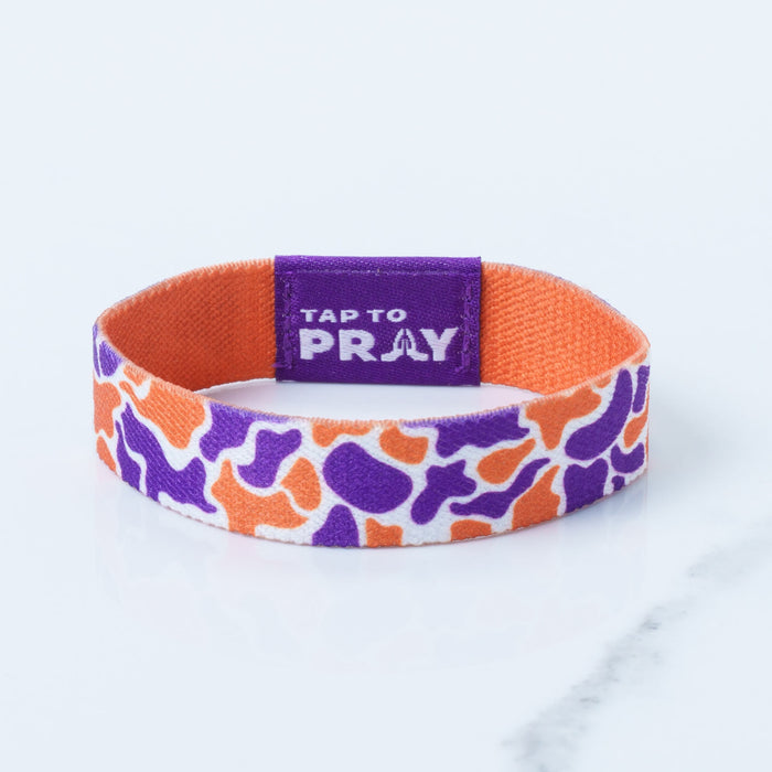 Tap To Pray™ Wristbands - Team Camo - Orange & Purple