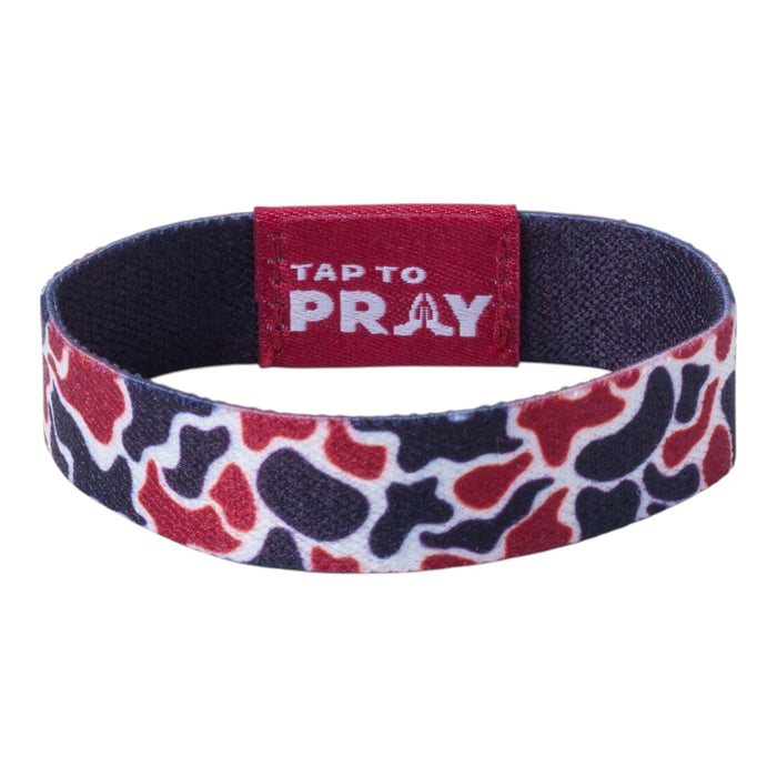 Tap To Pray® Wristband – Team Camo - Maroon & Black