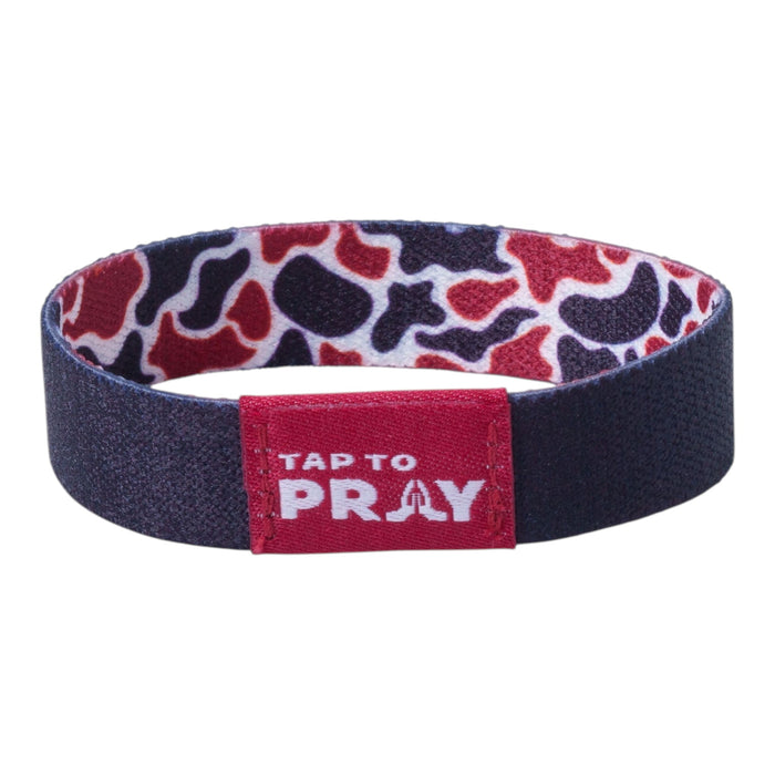 Tap To Pray® Wristband – Team Camo - Maroon & Black