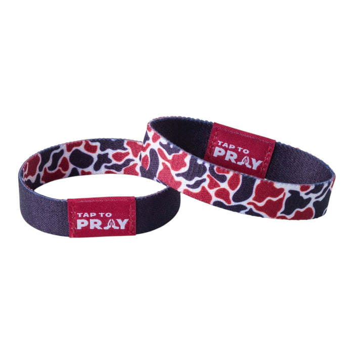 Tap To Pray® Wristband – Team Camo - Maroon & Black