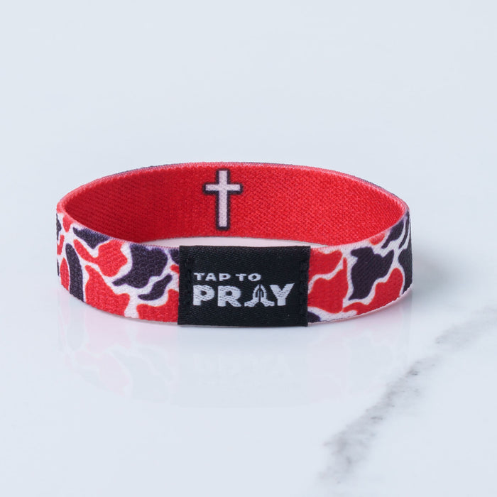 Tap To Pray™ Wristbands - Team Camo - Red & Black