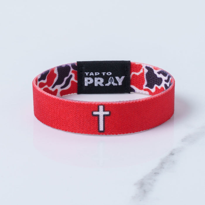 Tap To Pray™ Wristbands - Team Camo - Red & Black