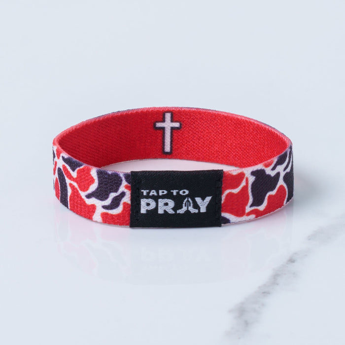 Tap To Pray™ Wristbands - Team Camo - Red & Black