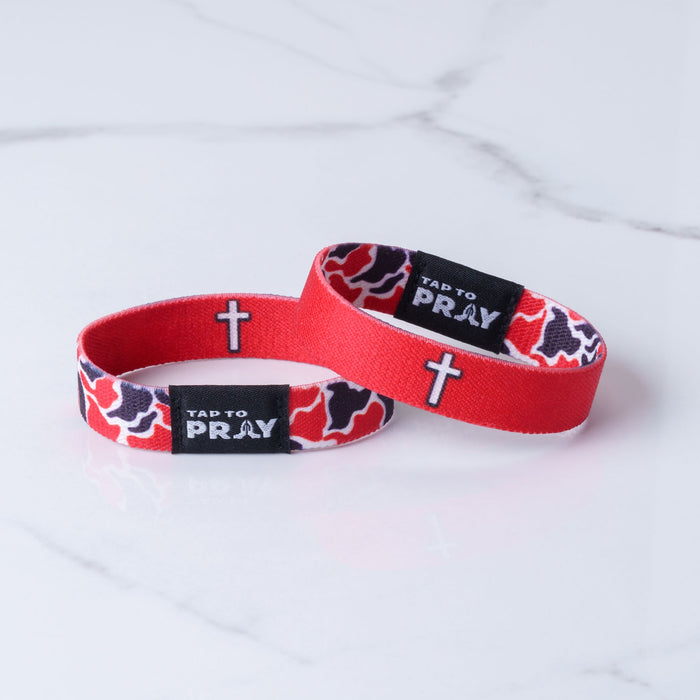 Tap To Pray™ Wristbands - Team Camo - Red & Black