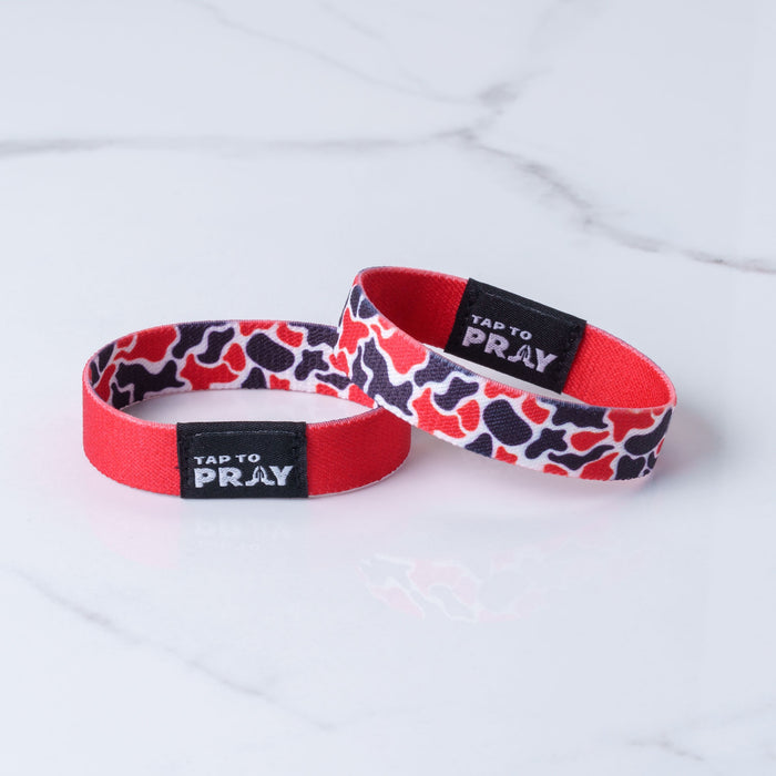 Tap To Pray™ Wristbands - Team Camo - Red & Black
