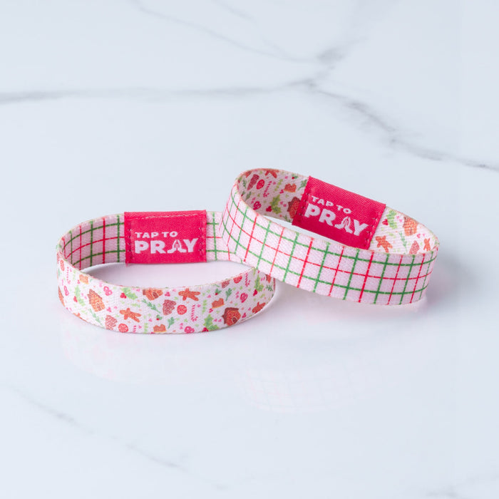 Tap To Pray™ Wristbands - Peppermint Plaid