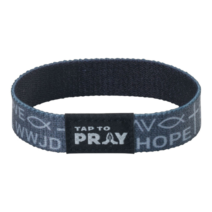 Tap To Pray® Wristband – Symbols of Faith - Grey