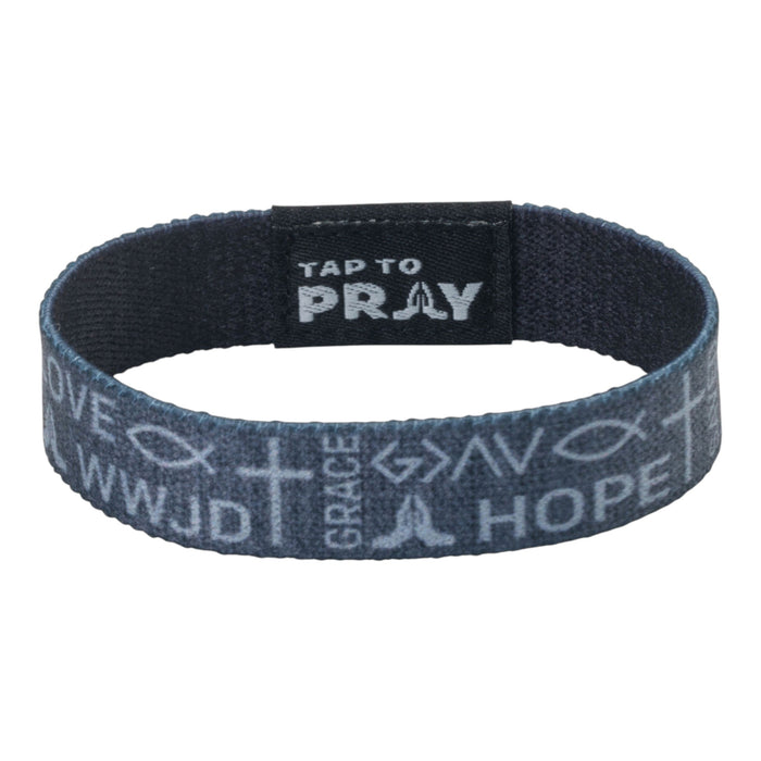 Tap To Pray® Wristband – Symbols of Faith - Grey