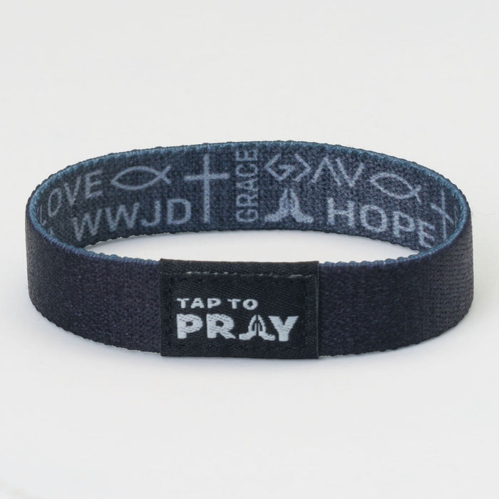 Tap To Pray® Wristband – Symbols of Faith - Grey