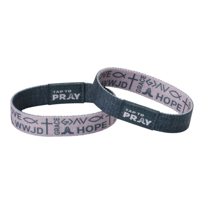 Tap To Pray® Wristband – Symbols of Faith - Taupe