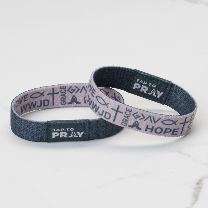 Tap To Pray® Wristband – Symbols of Faith - Taupe