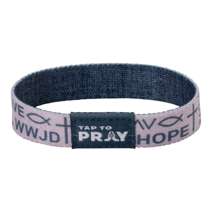 Tap To Pray® Wristband – Symbols of Faith - Taupe
