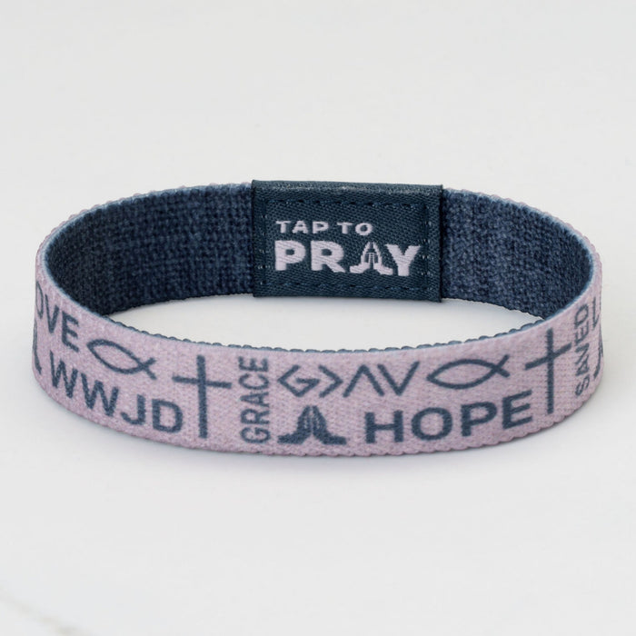 Tap To Pray® Wristband – Symbols of Faith - Taupe