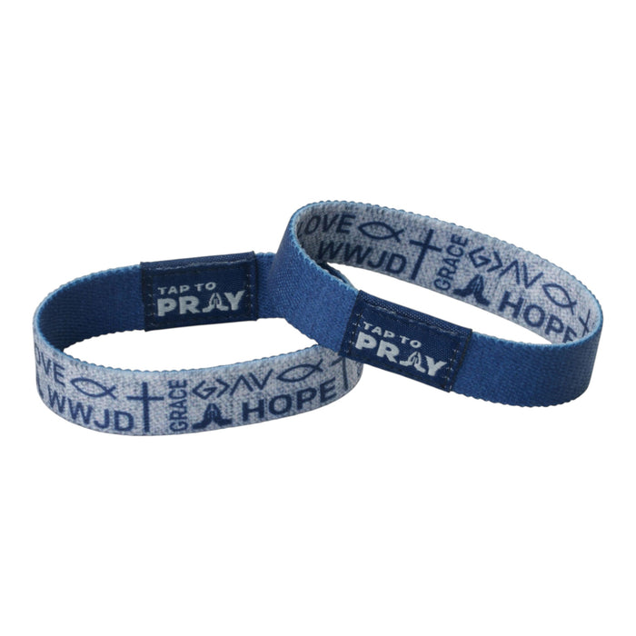 Tap To Pray® Wristband – Symbols of Faith - Navy