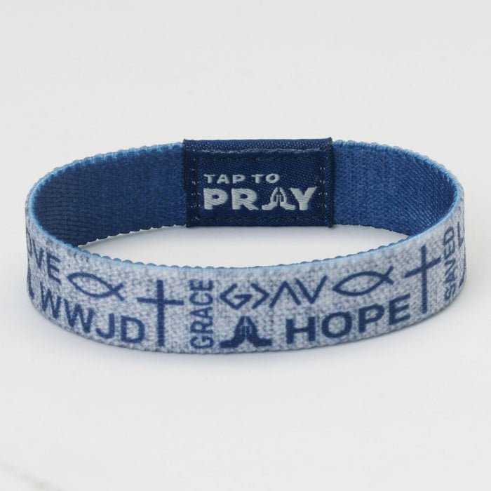 Tap To Pray® Wristband – Symbols of Faith - Navy