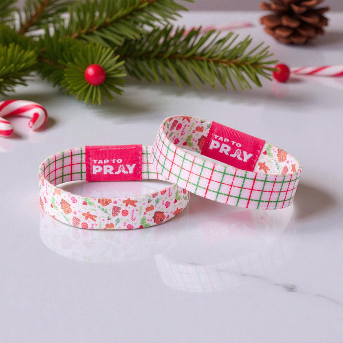 Tap To Pray™ Wristbands - Peppermint Plaid