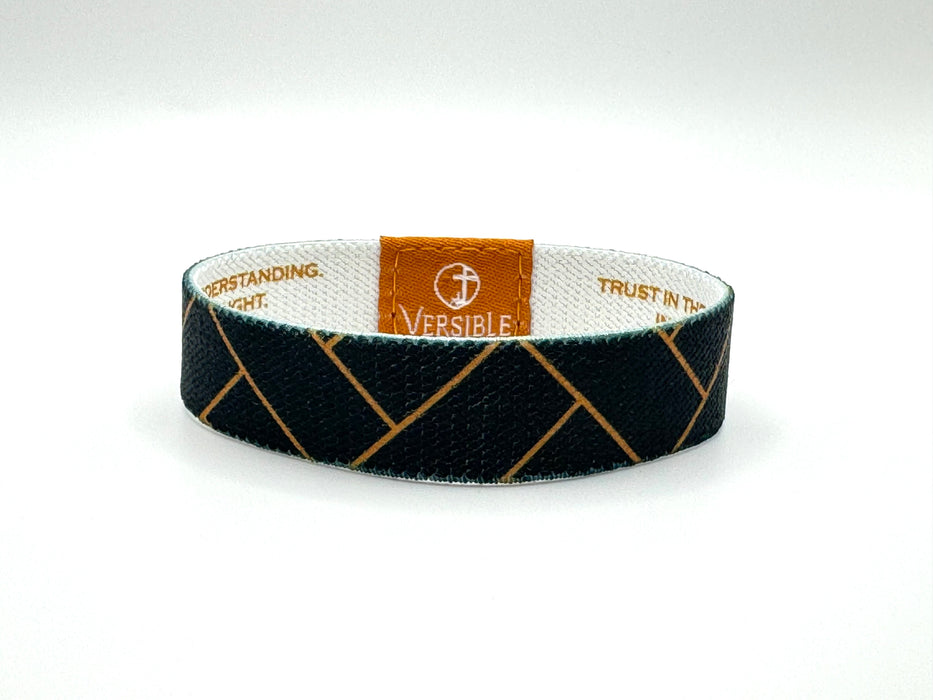 Blue Herringbone / Proverbs 3:5-6 Wristband