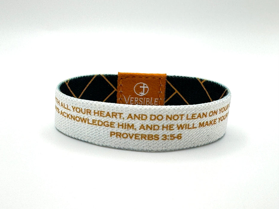 Blue Herringbone / Proverbs 3:5-6 Wristband