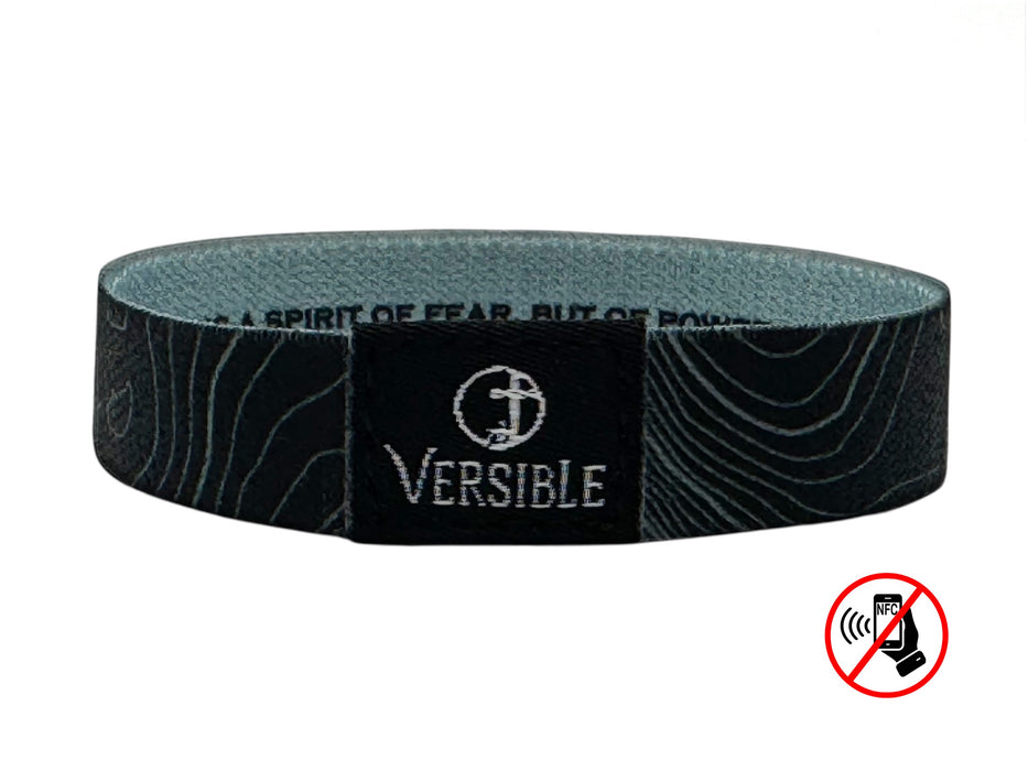 Versible® Wristbands - Black Topography / 2 Timothy 1:7