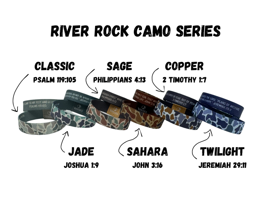 River Rock Camo Series - 6 Unique Designs / Verses in 5 Sizes