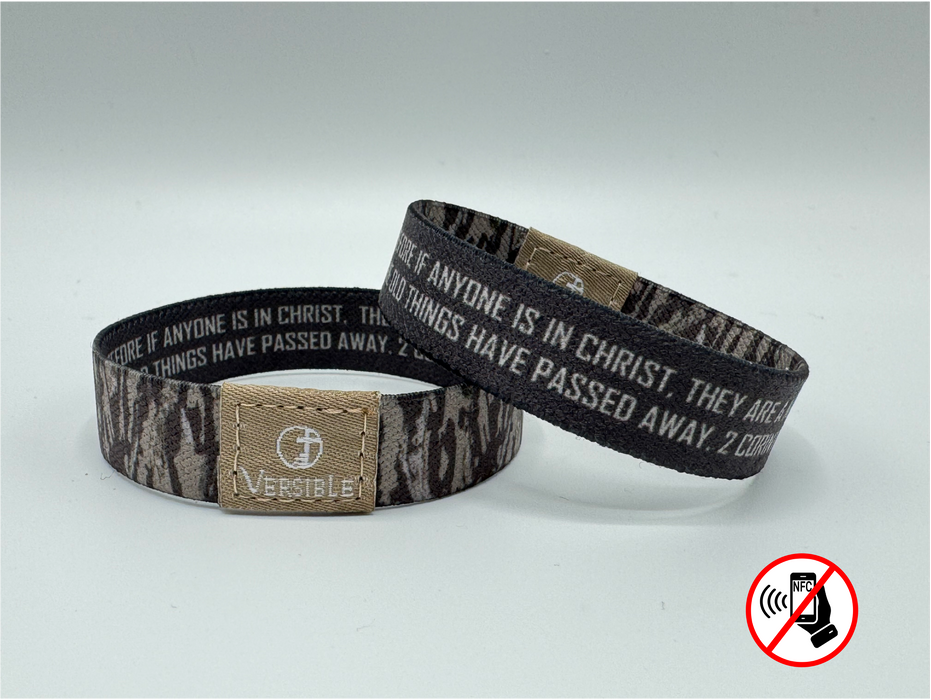 Versible® Wristbands - Tree Bark Camo / 2 Corinthians 5:17