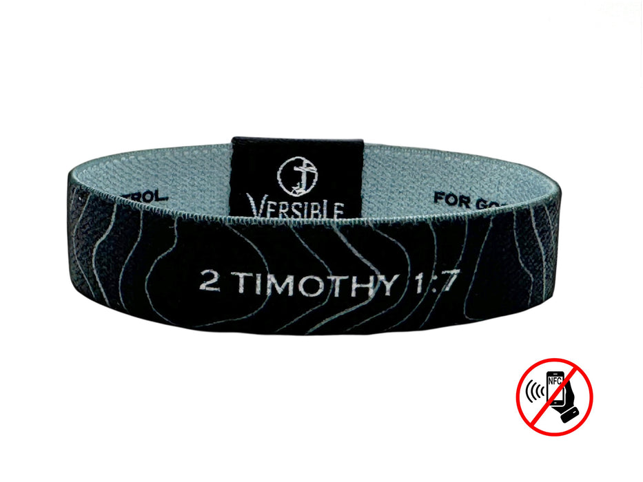 Versible® Wristbands - Black Topography / 2 Timothy 1:7