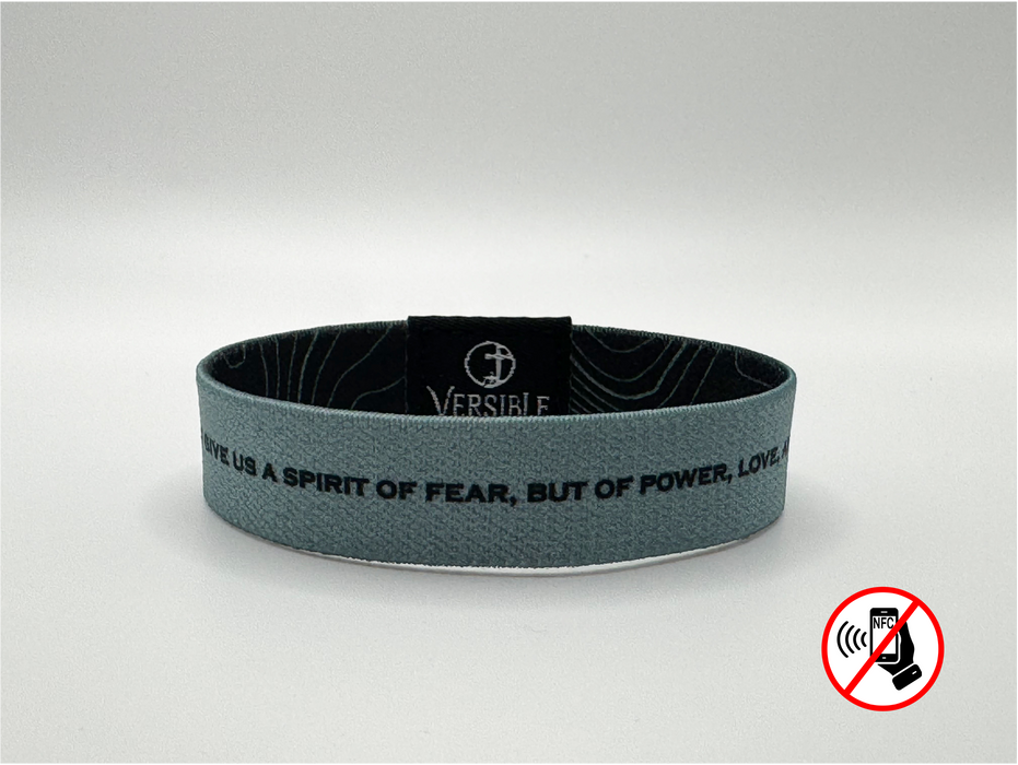 Versible® Wristbands - Black Topography / 2 Timothy 1:7