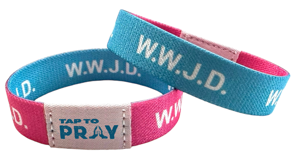 Tap to Pray™ Wristbands - Blue & PInk WWJD — VERSIBLE Tap to Pray™ Wristbands - Blue & PInk WWJD — VERSIBLE