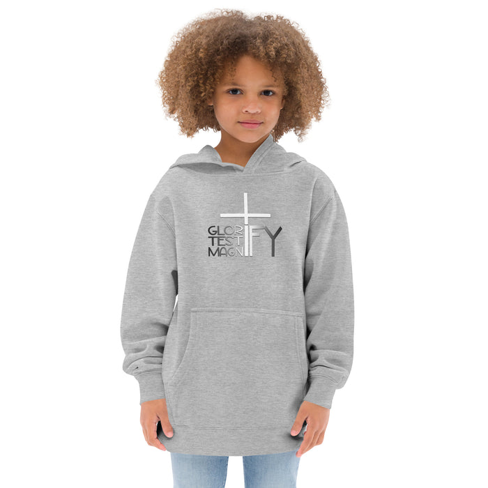 Glorify. Testify. Magnify. Kids fleece hoodie