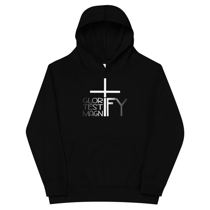 Glorify. Testify. Magnify. Kids fleece hoodie