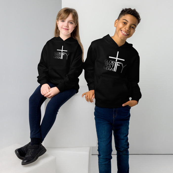 Glorify. Testify. Magnify. Kids fleece hoodie