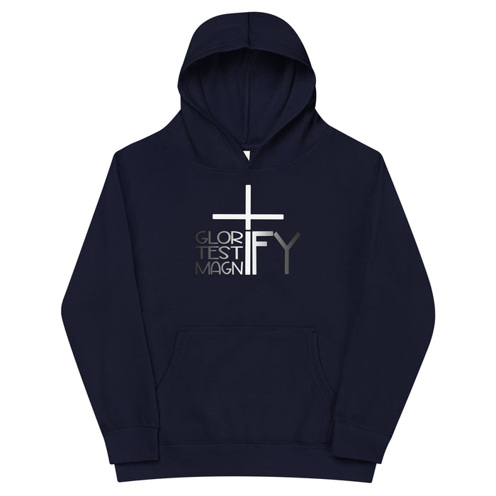 Glorify. Testify. Magnify. Kids fleece hoodie