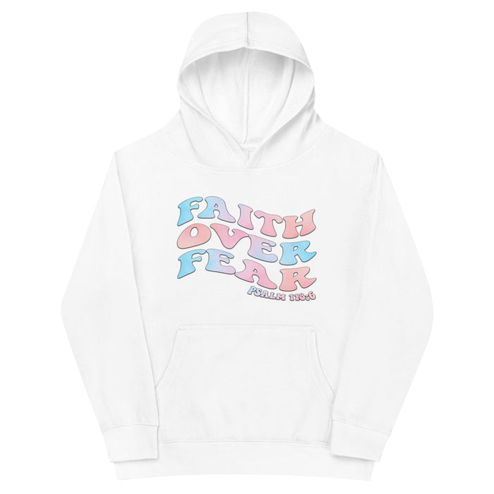 Faith Over Fear / Psalm 118:6 Kids White Hoodie