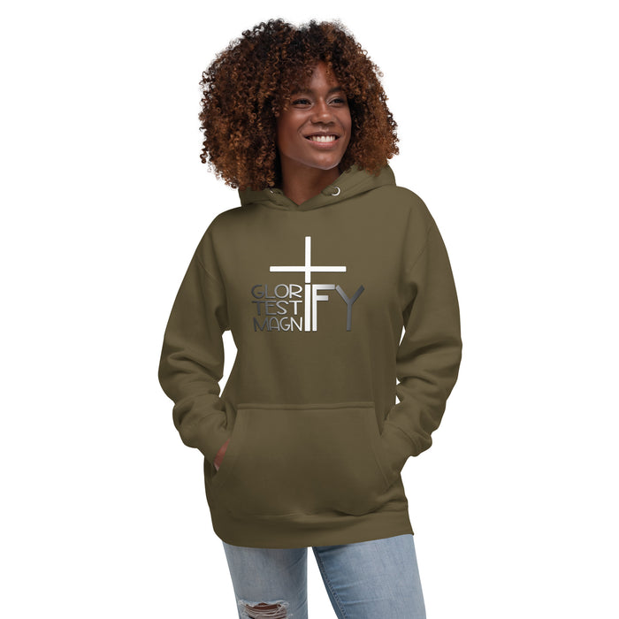 Glorify. Testify. Magnify. Unisex Hoodie